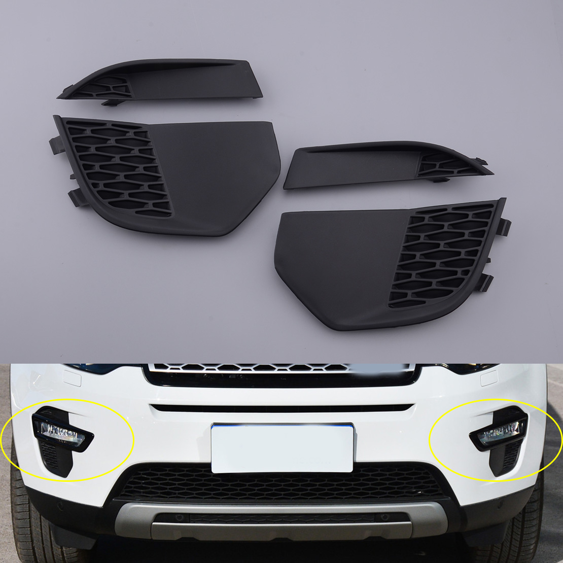 Front Pair Fog Light Bumper Grille Fit For Land Rover Discovery Sport