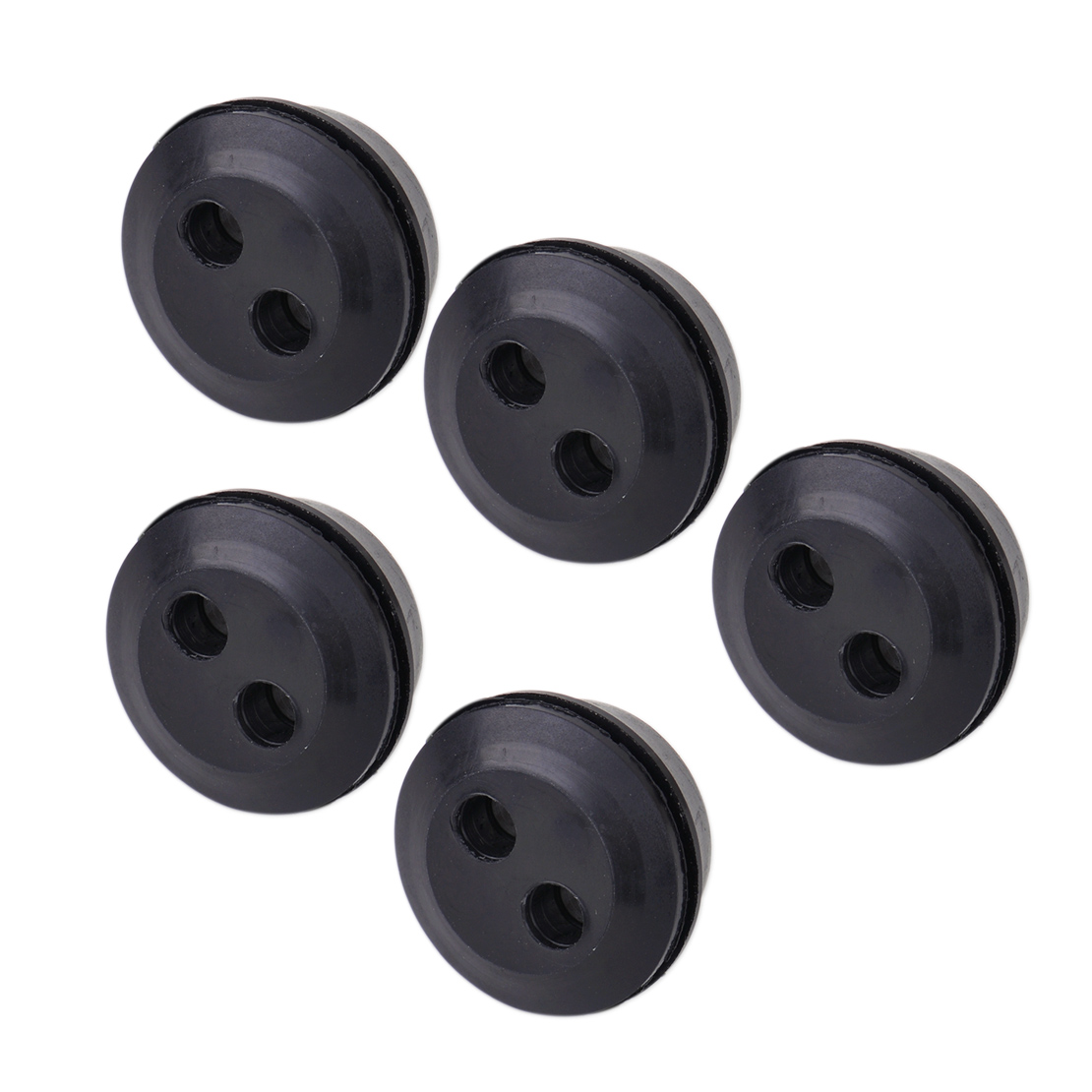 5pcs 2 Hole Black Rubber Fuel Gas Tank Line Grommet Fit for Trimmer