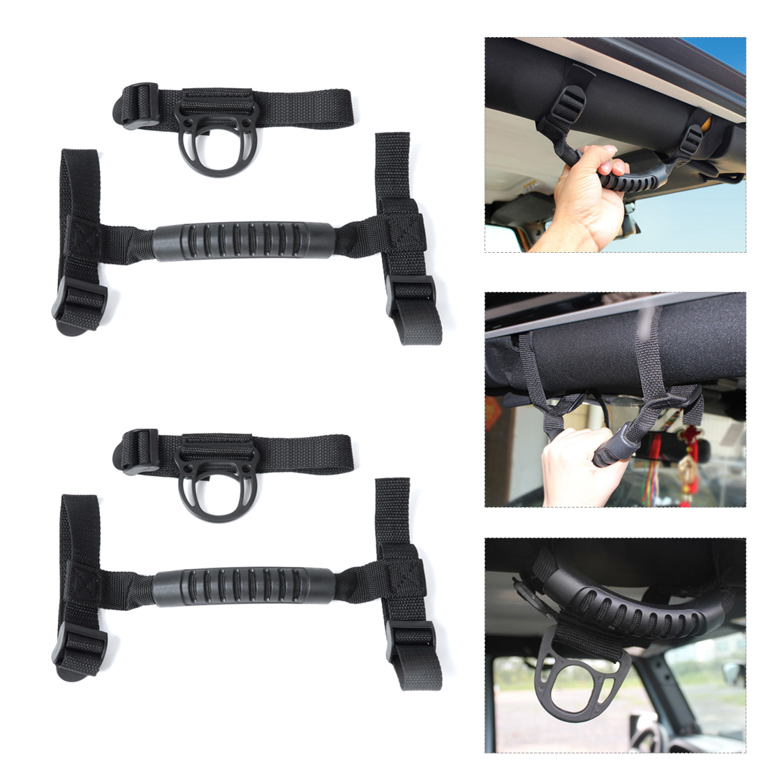 2PCS Roll Bar Grab Handle & Coat Hook For 1987-2016 Jeep Wrangler 2 & 4 ...