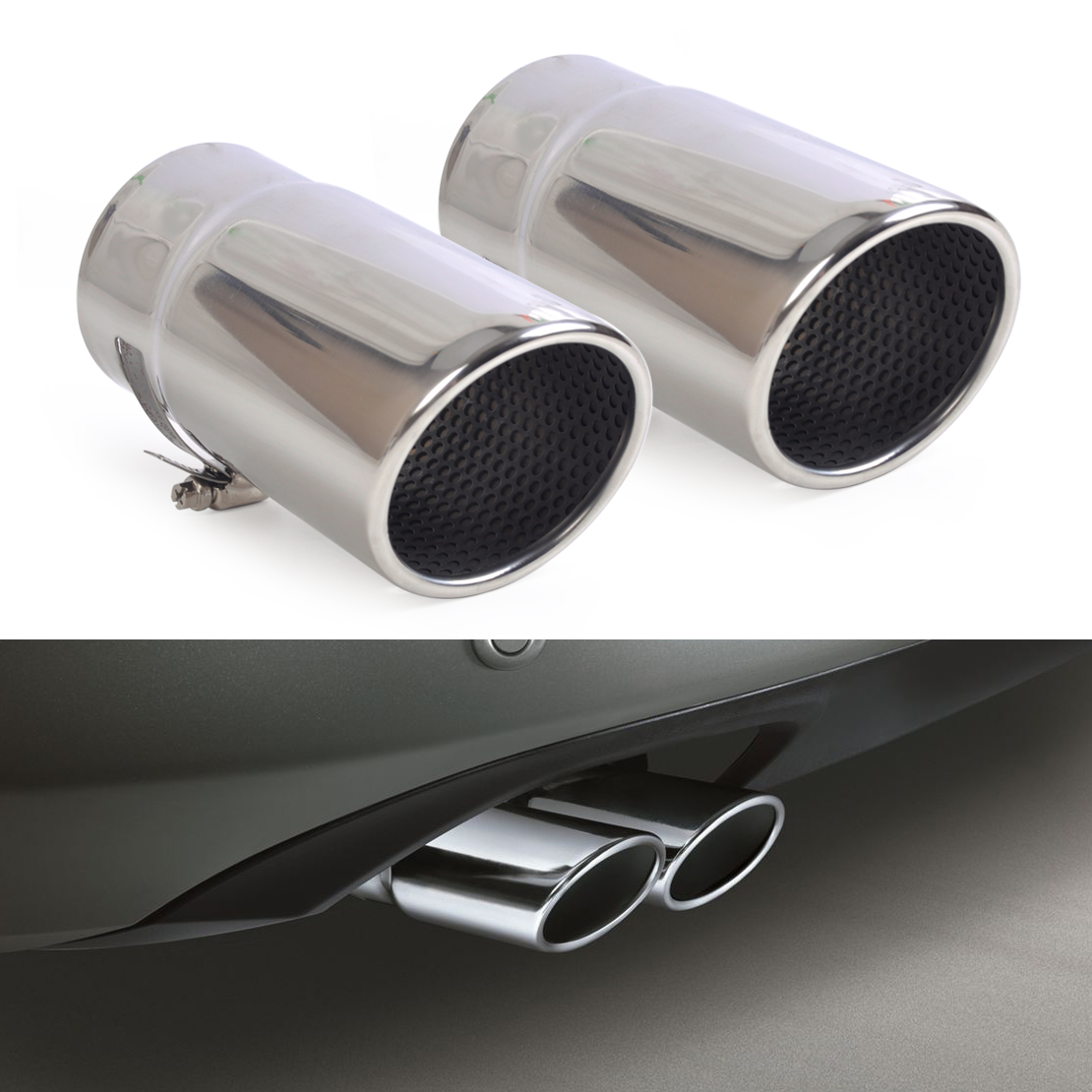 2PCS CHROME EXHAUST TAIL MUFFLER TIP PIPE for VW CC 08-12 EOS 06-12 ...