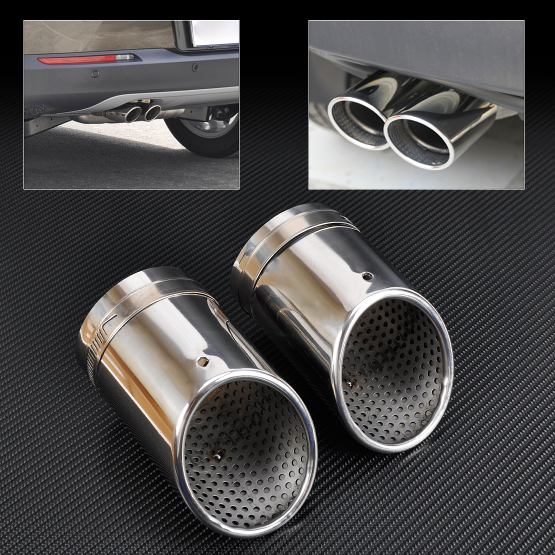 2PC CHROME EXHAUST TAIL MUFFLER TIP PIPE fit for VW CC 0812 EOS 0612