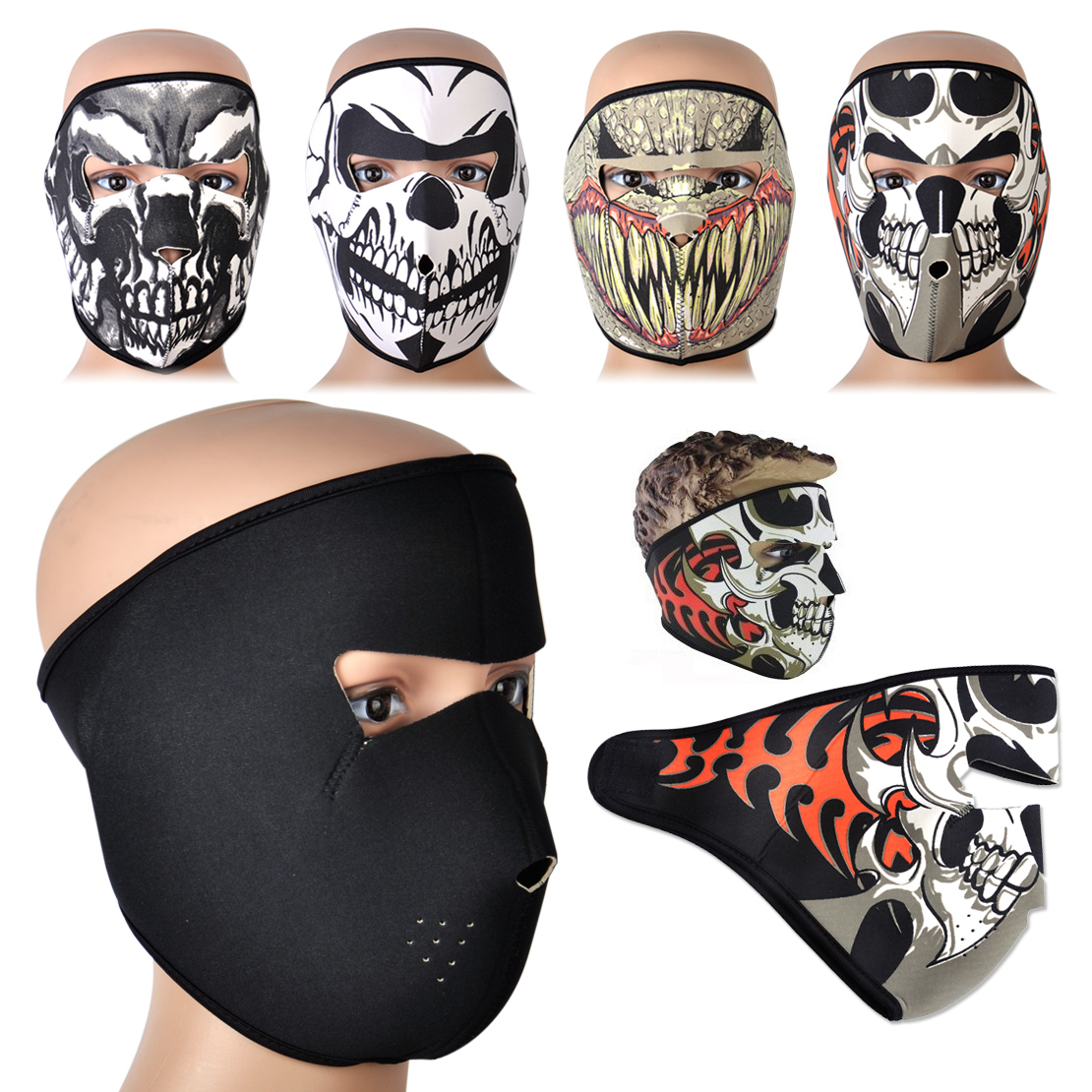 Skull Skeleton Full Face Mask Neoprene Reversible Motorcycle Ski Snow Biker Warm Ebay 4710