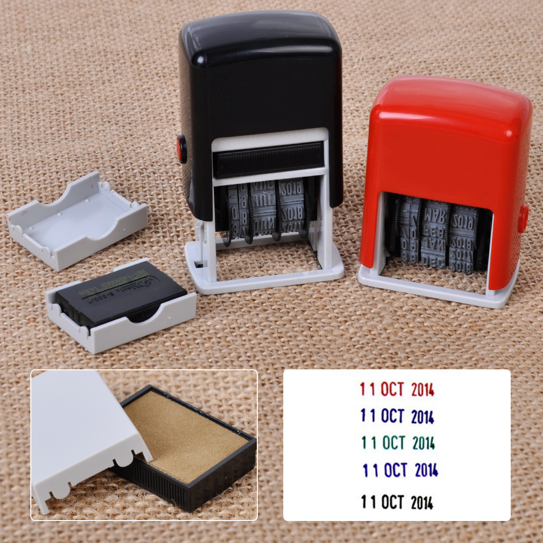 Self-Inking Automatic Rotation Mini Dater Date Chop Stamp Seal + Ink ...