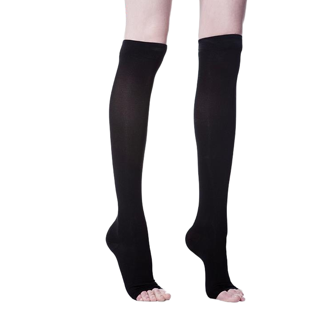 Compression Thin Leg Socks 30-40 mmhg Supports Open Toe Varicose Veins ...