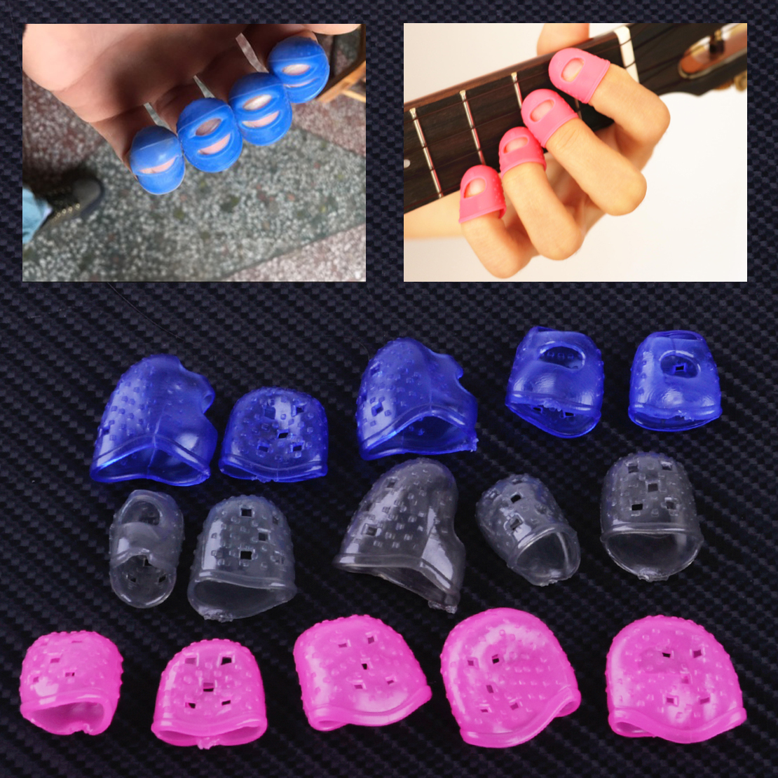 12pcs Silicone Rubber Guitar Finger Protector Guards Fingertip Thumb Picks Set Ebay 